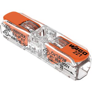 Wago 221-2411 Terminal 2 Conductor 4 mm² Through Clamp Connector with Lever (Pack of 60)4050821808435