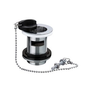 1½" Sink Waste Slotted C/W Black Plug Chain & Stay