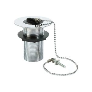 1½" Sink Waste UnSlotted C/W Black Plug Chain & Stay