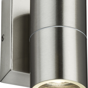 Knightsbridge 230V IP54 GU10 Fixed Single Wall Light with Photocell Sensor - Brushed Chrome