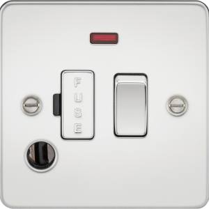 Brightex Flat Plate 13A switched fused spur unit with neon and flex outlet - polished chrome