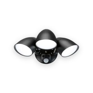 110-230V IP65 Triple Head Black 30W Security Floodlight with PIR Sensor CCT and Manual Override