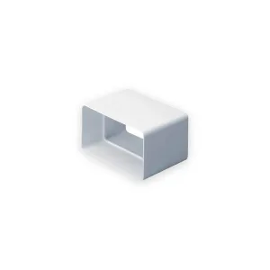 White 110mm by54mm channel straight connector with rectangular opening