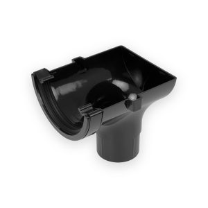 112mm Half Round Guttering Stop End Outlet - Black
