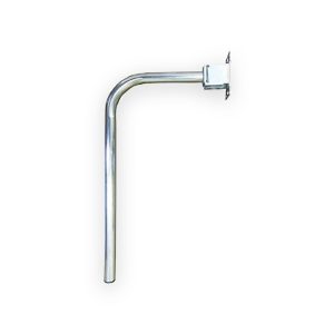Galvanised bent aerial mounting pole with wall fixing bracket