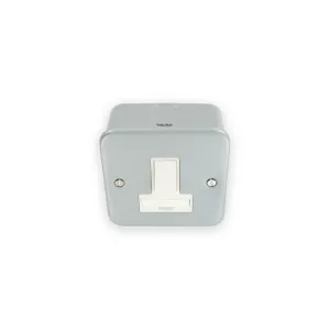 Metalclad 13A fused switched connection unit with white controls and two face screws