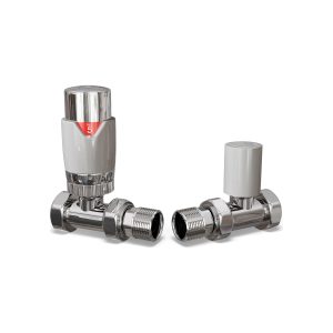 15mm Straight Classic Thermostatic Valve + Lock Shield