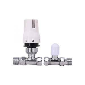 15mm Straight Thermostatic Valve + Lock Shield CP