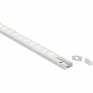 1m Aluminium Profile - Surface Mount Flat in White