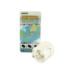 21125 Omega Travel Adaptor 3 Pin UK to Worldwide Europe USA Canada Australia NZ