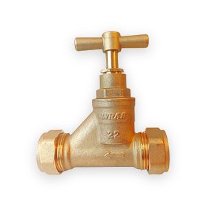 22mm british standard compression stop tap brass