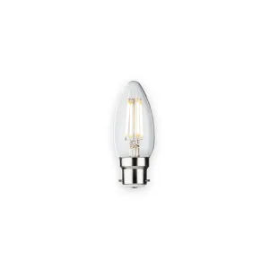 230V 4W LED BC Clear Candle Filament Lamp 2700K Dimmable