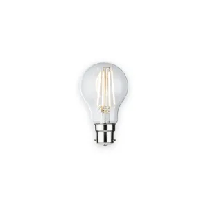 230V 8W LED BC B22 Clear GLS Filament Lamp 2700K Dimmable
