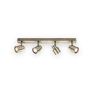 230V GU10 Quad Bar Spotlight - Antique Brass