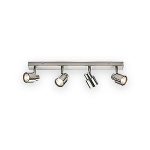 230V GU10 Quad Bar Spotlight - Brushed Chrome