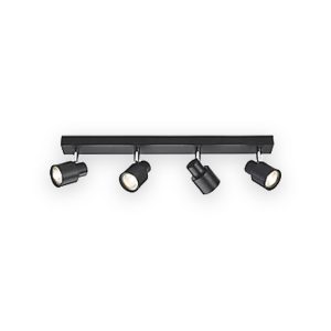230V GU10 Quad Bar Spotlight - Matt Black