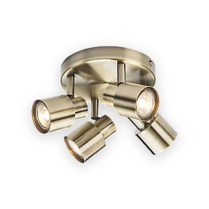 230V GU10 Quad Spotlight - Antique Brass