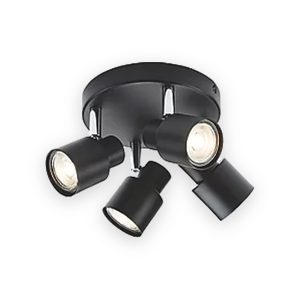 230V GU10 Quad Spotlight - Matt Black
