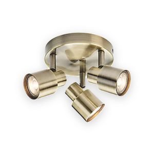 230V GU10 Triple Spotlight - Antique Brass
