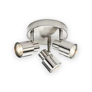 230V GU10 Triple Spotlight - Brushed Chrome