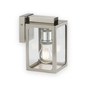 230V IP23 E27 Wall Lantern - Brushed Chrome