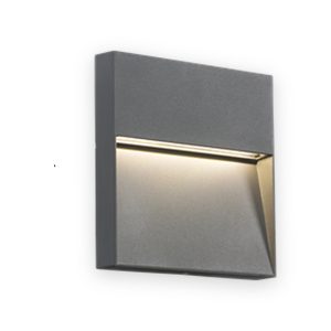 230V IP44 5W LED Square Wall/Guide Light - Grey