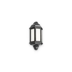 Black half wall lantern with frosted panels and sensor - LANT3BKP