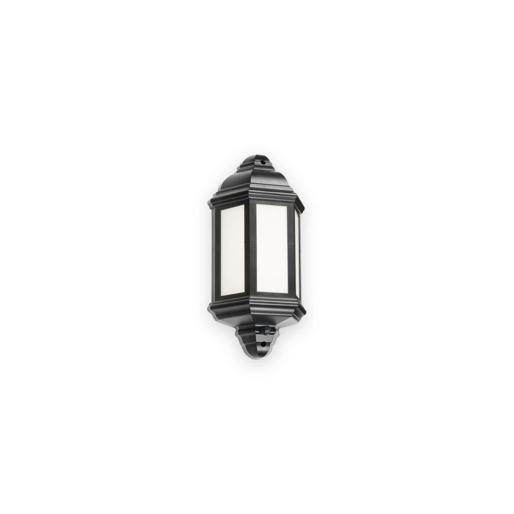 Black half wall lantern with frosted panels and sensor - LANT3BKP Black half wall lantern with frosted panels and sensor - LANT3BKP