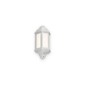 White half wall lantern with frosted panels and sensor - LANT3WP