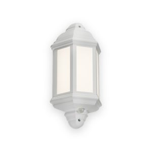 230V IP54 LED Half Wall Lantern With PIR - White