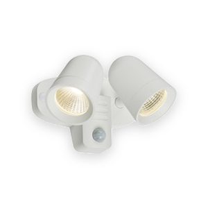 230V IP65 18W LED White Twin Spot Floodlight With PIR