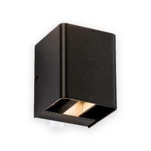 230V IP65 2 x 6W LED Adjustable Up And Down Wall Light Black - 3000K