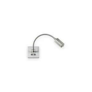 230V LED Dimmable Reading Light with Dual USB A+A (5V DC 2.4A shared) - Brushed Chrome