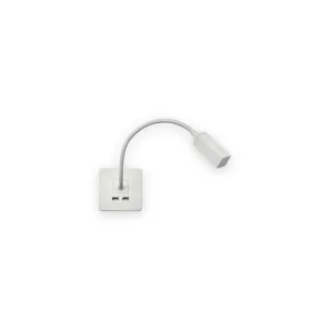 230V LED Dimmable Reading Light with Dual USB A+A (5V DC 2.4A shared) - Matt White