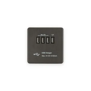 230V Quad USB-A Charger Outlet (5V DC 5.1A shared) - Smoked Bronze