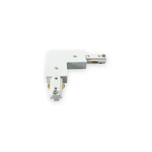 230V Track L Right Angle Connector - White