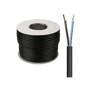 3182Y 1.0mm 2 Core Black Circular PVC Flexible Cable - 100 Metre Coil