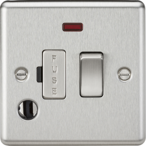 Rother 13A Switched Fused Spur Unit with Neon & Flex Outlet - Brushed Chrome