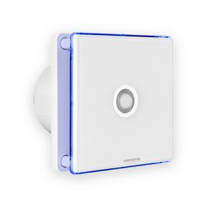 4 inch Decorative Extractor Fan with White Glass, Timer and Motion Sensor