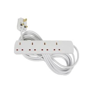 430.005UK 4 Gang Extension Leads 5.0m White