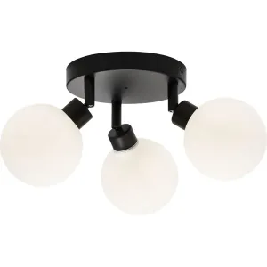 Knightsbridge 230V IP44 G9 Triple Spotlight With Round Frosted Glass - Matt Black