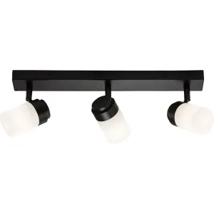 Knightsbridge 230V IP44 G9 Triple Bar Spotlight With Frosted Glass - Matt Black