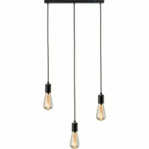 CALLA - 230V E27 Contemporary 3 Light Bar Pendant - Matt Black