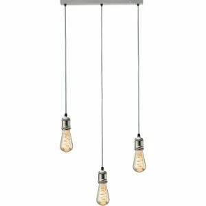 CALLA - 230V E27 Vintage 3 Light Bar Pendant - Brushed Chrome