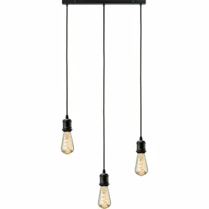 Knightsbridge CALLA - 230V E27 Vintage 3 Light Bar Pendant - Matt Black