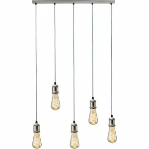 CALLA - 230V E27 Vintage 5 Light Bar Pendant - Brushed Chrome