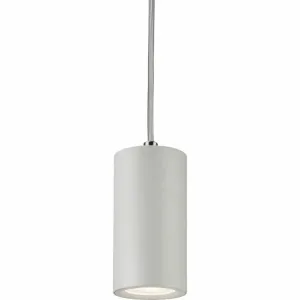 Knightsbridge Dasan Single Short Fixed Round Pendant White