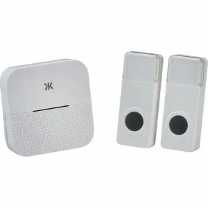 Wireless Plug in Dual Entrance Door Chime System - White