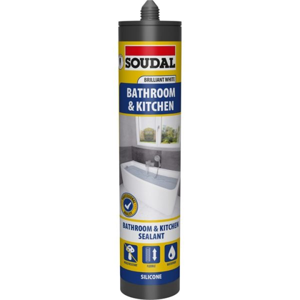 Soudal Bathroom & Kitchen Silicone Sealant – Brilliant White (290ml)