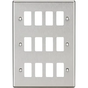Knightsbridge 12G Grid Faceplate - Rounded Edge Brushed Chrome